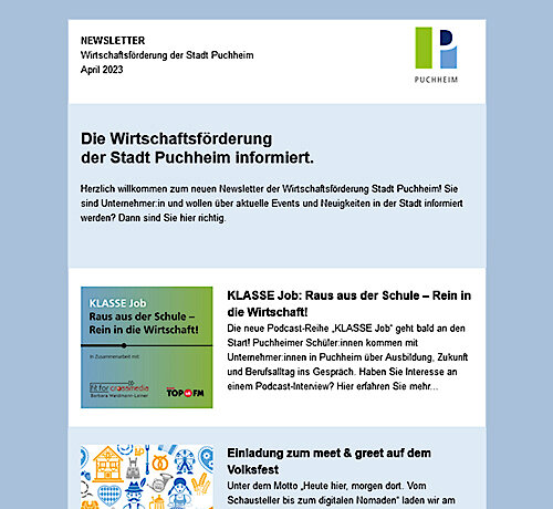 Neuer Newsletter der Wirtschaftsförderung Stadt Puchheim